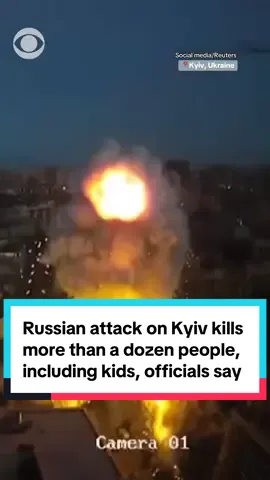 A massive Russian drone and missile attack hit Ukraine's capital early Thursday, including a rare strike in the center of the city, killing at least 15 people including four children, a city official said. Video shows multiple strikes hitting buildings in Kyiv. It was the first major Russian combined attack on Kyiv in weeks, and it comes as U.S.-led peace efforts to end the three-year war struggle to gain traction. 