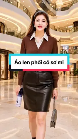 Áo len phối cổ sơ mi#xuhuong #thinhhanh #thoitrangnu #aolen #aolenxinh 