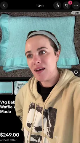 Replying to @KJ || Psych Student my mom didn’t buy me a backup blankie when I was little… now a second one on eBay costs more than my sanity 😭🫠 #babyblanket #millenialsoftiktok #ebay #90sbaby 