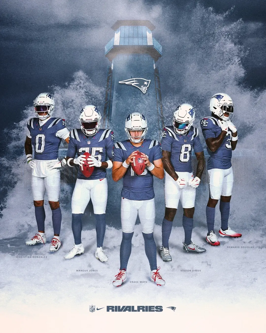 Introducing the Patriots 𝙉𝙁𝙇 𝙉𝙞𝙠𝙚 𝙍𝙞𝙫𝙖𝙡𝙧𝙞𝙚𝙨 uniform.