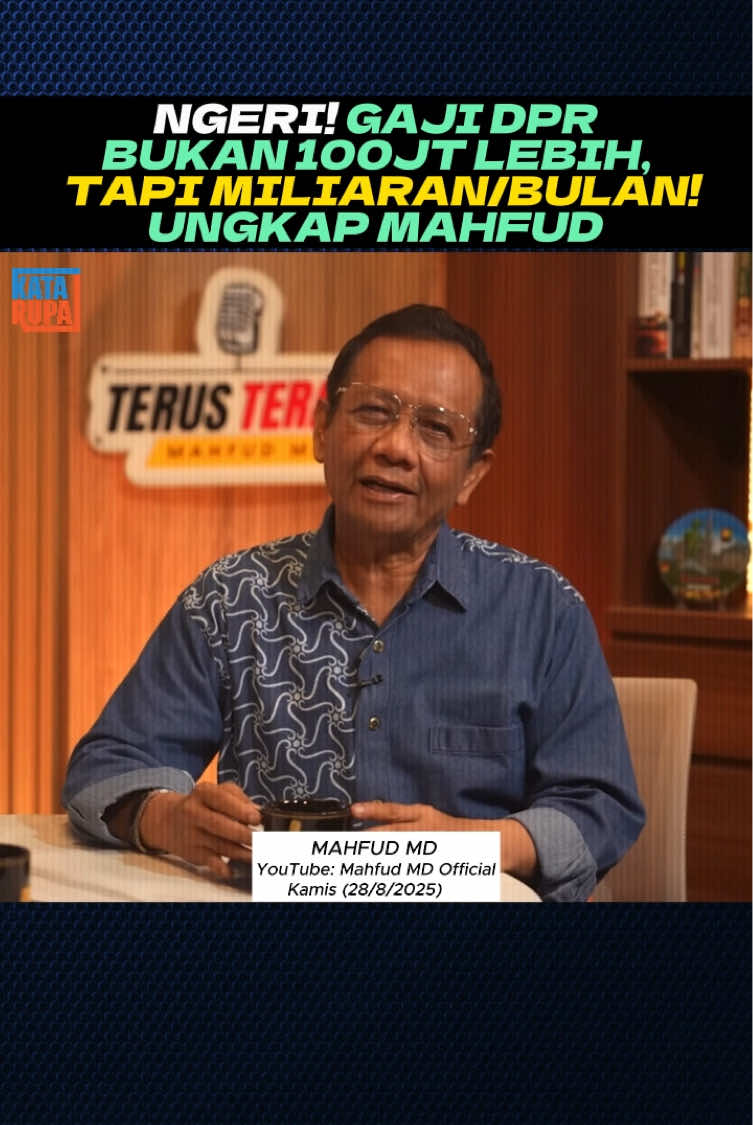 Gaji & tunjangan anggota DPR ternyata miliaran per bulan! Hal ini diungkap Mahfud MD yang ia dengar dari sumbernya. Hal ini pun kian mencengangkan karena sebelumnya Forum Indonesia untuk Transparansi Anggaran mengungkap gaji dan tunjangan anggota DPR adalah Rp230 juta, 2x lipat lebih dari rincian yang tersebar sebelumnya. Mahfud pun mengungkap kenapa gaji dan tunjangan anggota DPR bisa mencapai miliaran per bulan. #beritaterkini #gaji #tunjangan #dpr #mahfudmd 