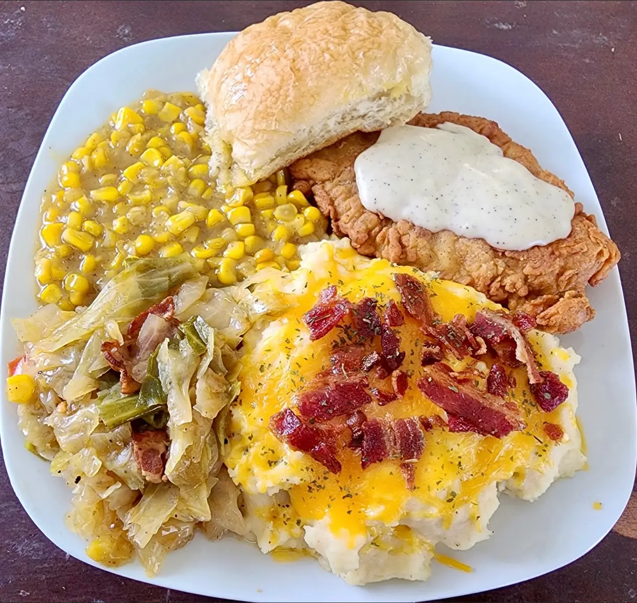 Cooked my husband favorite meal at Texas Roadhouse chicken fried chicken with loaded mashed potatoes! #wegotfoodathome #cooking #Foodie #dinner #fyp  