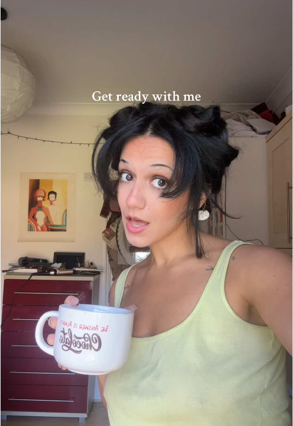 Yes I use 🧵as my hair curlers #grwm #vintagediesel #OOTD 