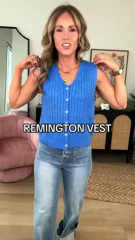 Knit vest in the prettiest blue! Also comes in a cream color! 😍 // Knit vest for fall outfits & styling ideas. Follow for more!