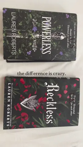 UK vs US powerless hardback covers!! || honestly wishing I had the UK powerless. #powerless #laurenroberts #bookcovers #fyp #xybzca 