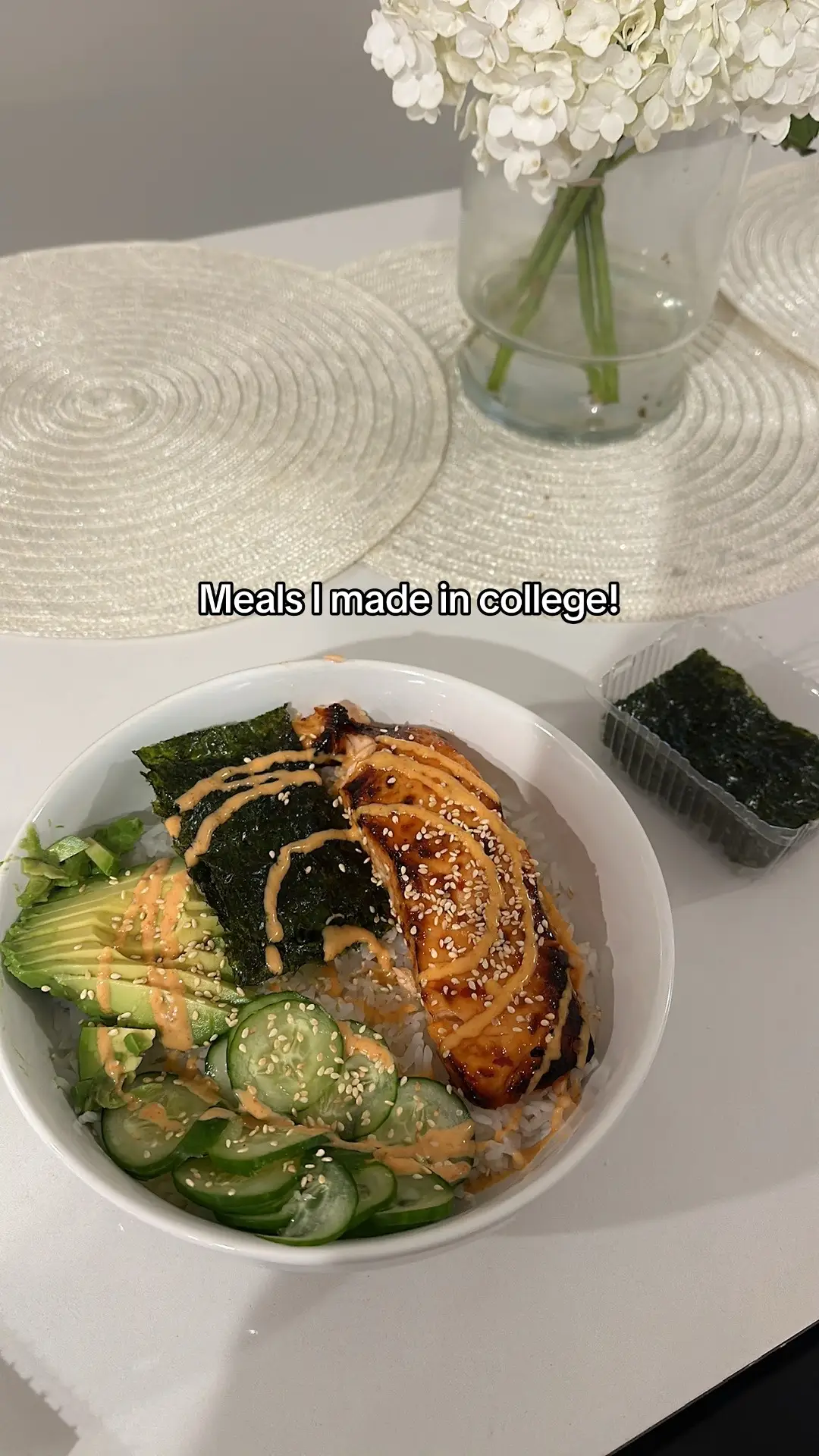 These were all just on rotation especially steak and salmon bowls!! #collegemeals 