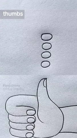 thumbs 👍 up hand drawing || easy step by step tutorial #thumbs #easy #virale #tranding #drawing032393 