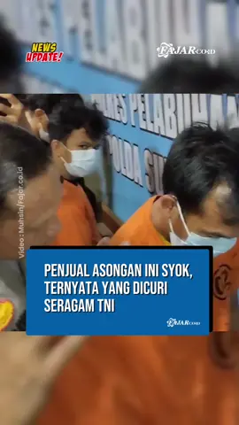 Penjual asongan, HA (46), hanya bisa menyesali perbuatannya setelah diringkus Sat Reskrim Polres Pelabuhan baru-baru ini.  Saat ditampilkan di hadapan awak media, HA ha ya bisa menundukkan kepala merenungi perbuatan tidak benarnya.  Saat diinterogasi, ia mengaku mencuri satu kodi berisikan seragam PDL TNI itu bersama rekannya berinisial EO.  