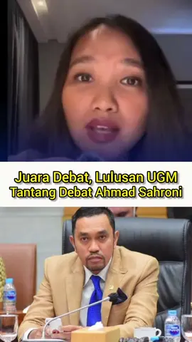 Juara Debat Asia Pasific, yang juga lulusan UGM, Salsa Erwina tantang debat Ahmad Sahroni