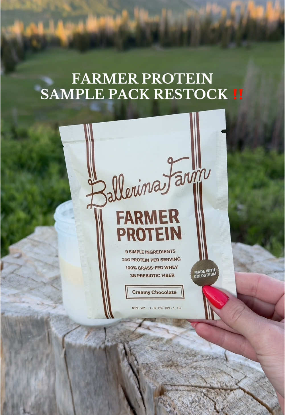 The @Ballerina Farm Store sample pack is finally back!!! #ballerinafarm #proteinpowder #tastetest #CapCut 