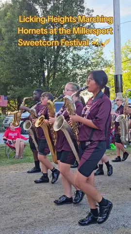 Licking Heights Marching Hornets Buzzing with energy—the Licking Heights Marching Hornets at the Millersport Sweetcorn Festival 🐝🎺 #LickingHeights #MillersportSweetcornFestival #MarchingBand #Parade 
