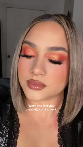I’m getting excited about makeup again and I love that for me.  #falleyeshadow #glittermakeup #makeup #orangeeyeshadow 