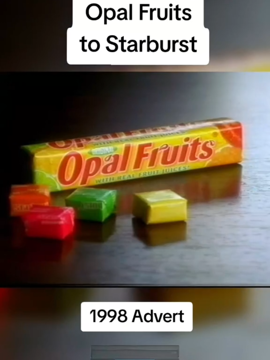 Who remembers when Opal Fruits in 1998 changed to @starburst? 🍬🙊 #starburst #retro #opalfruits #oldadvert #fyp 