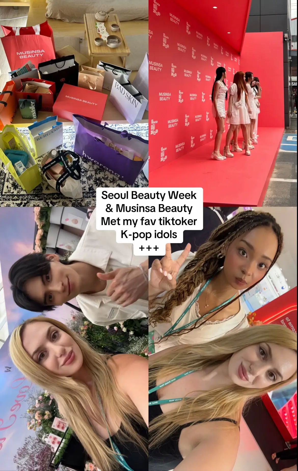 @퀴니 queen @taeyang_0228  I had such a great time at Seoul Beauty Week & and also @무신사 thanks to @nurilounge.official and met amazing people as well✨ @cezzaarraa  Also, I’ve got so many things that I’ll never be running out of skincare products again 😭 #seoulbeautyweek #kpopidols #kpopfyp #koreanskincare #kpopfypシ 