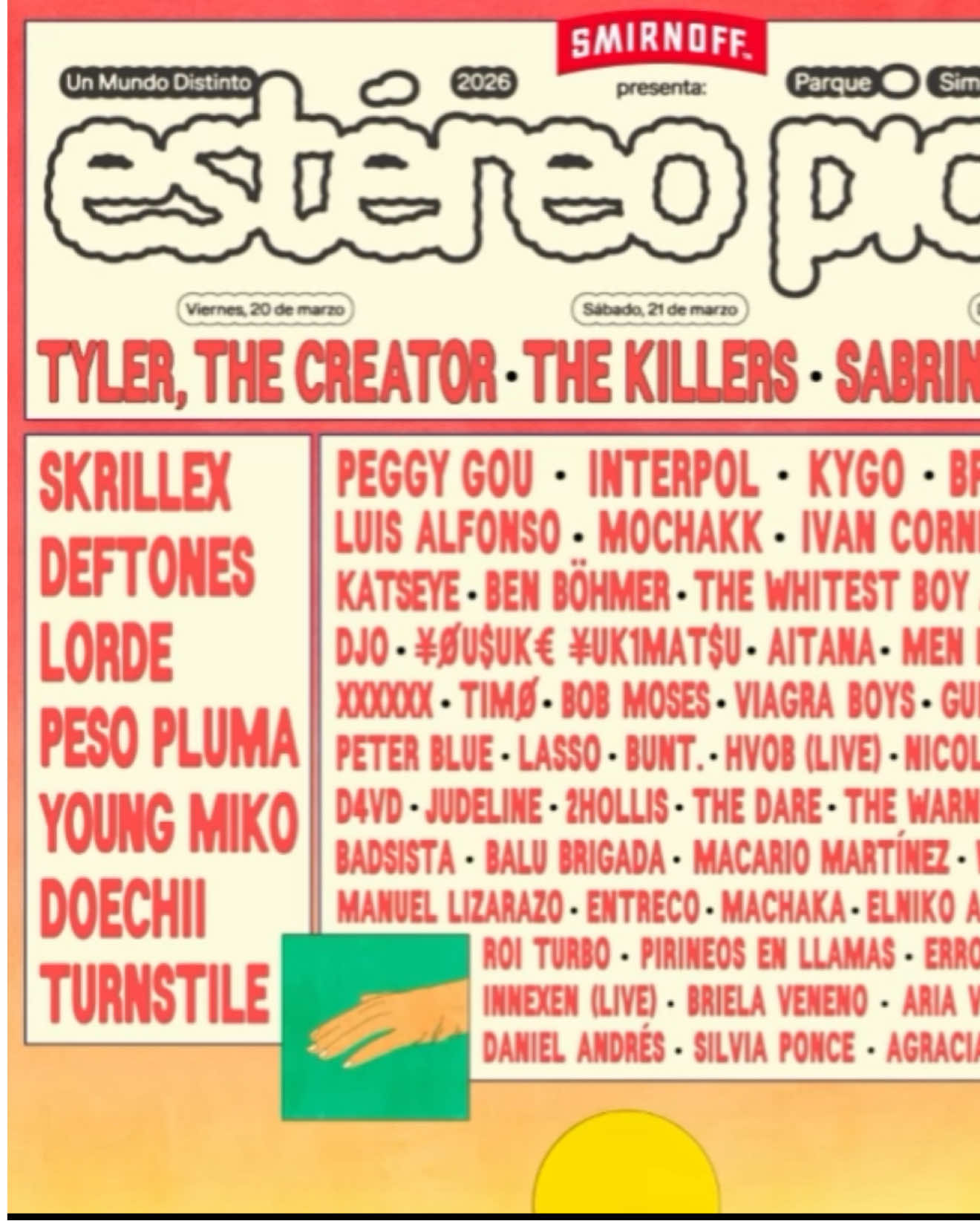 Line Up del Estéreo Picnic 2026 con The Killers y sin Chappell Roan que irá a los Lolla, ¿qué les parece este cartel? #estereopicnic #fep #greenscreen 