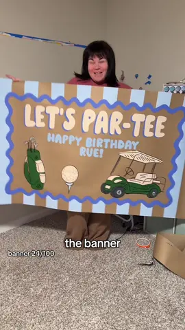 I’m Kendall and this is the show your banner will see while on my wall 🤣 #paintedbanner #partydecor #banner #golf #birthdaybanner 