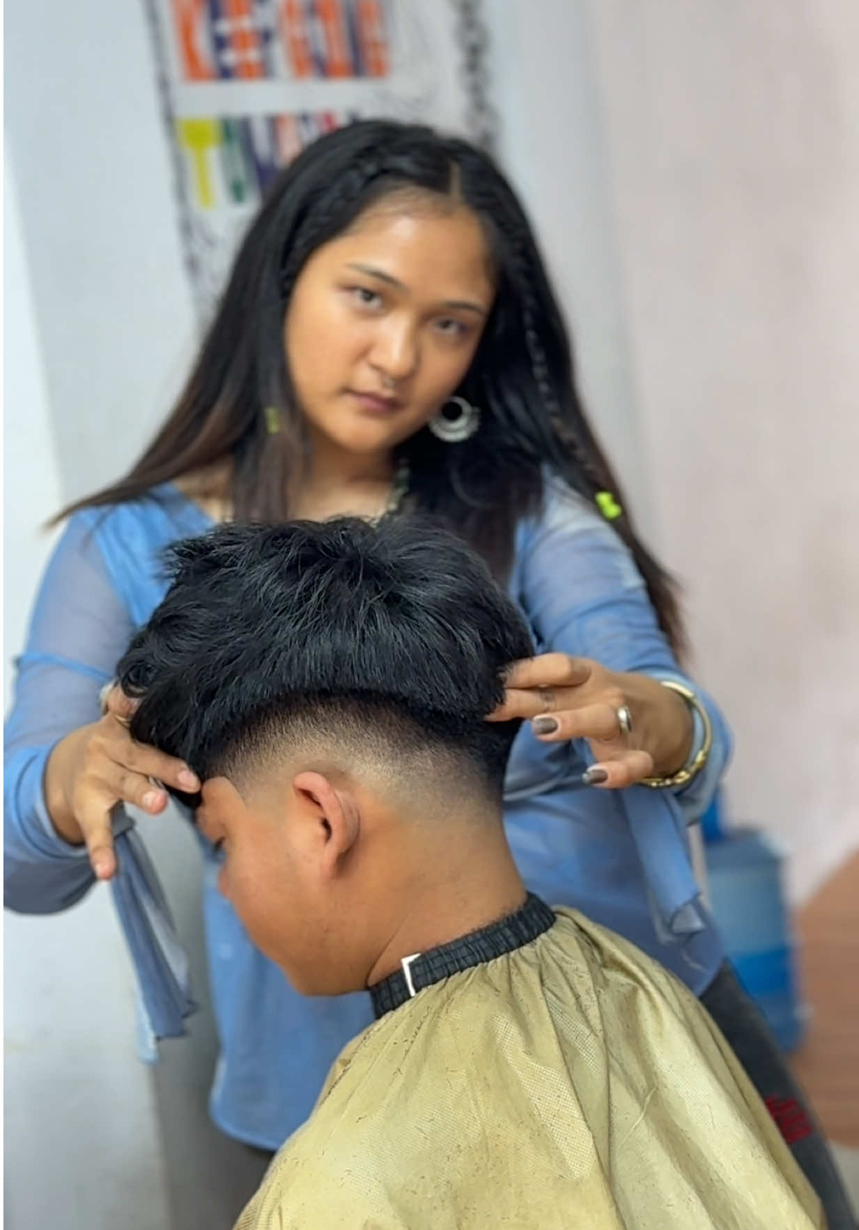 Mid drop dade🥶💈#ladybarbernepal  #monicahoo #middropfade💈 @The Himalayan Hairlines 