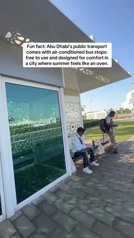 Abu Dhabi isn’t just about flashy skyscrapers and luxury hotels, the city also surprises you with little details that make everyday life easier. One of them? Bus shelters that feel like you’ve stepped into a mini living room with air-conditioning. They’re spotless, futuristic, and a very practical answer to desert heat. If you’re visiting on a budget and using public transport, these stops are a game-changer. 😎 #abudhabi🇦🇪 #visitabudhabi #abudhabitiktok #solofemaletraveler #budgettravel 