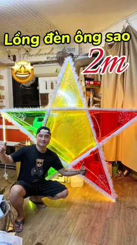Làm một chiếc đèn ông sao siêu to 2m có đèn Led dùng ngoài trời cùng #tamnguyendecor #longdentrungthu  #trungthu2025 #midautumnfestival #LearnOnTikTok 