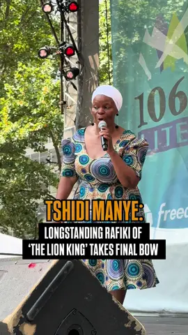 After two DECADES of playing Rafiki in The Lion King, Tshidi Manye takes her final bow this Sunday, August 31 💔🦁 Congratulations, Tshidi! 👏  #BroadwayInBryantPark
