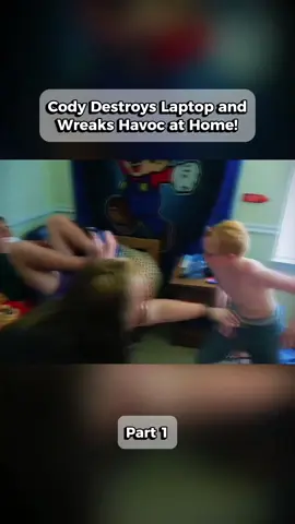 Part 1 | Cody Destroys Laptop and Wreaks Havoc at Home #angrydad #daddyofive #dadoftiktok #viral #1min 