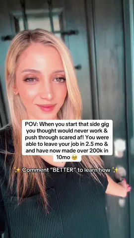 I started a side hustle with digital affiliate marketing 10 months ago. Back then I had no idea if this side gig was going to work or not 😂 I was so nervous and scared but knew I needed change.  You never know what this could do for you until you try and just get started. The program I have taught me as a brand new beginner how to make an income online — from my phone.  If you’re sick of your situation and have been praying for a sign— this is it.  Comment “BETTER” and I’ll share exactly what I did to get going with my SAHM side hustle  #sahmsidehustle #sidehustle #onlineincome #earnmoneyonline #workfromhome 