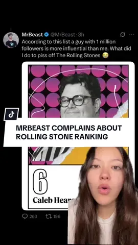 MrBeast complains about Rolling Stone influencer ranking #mrbeast #calebhearon 