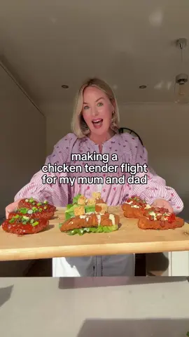ad let’s make a chicken tender flight for Mum and Dad ✨ All @Waitrose & Partners chicken – from sandwiches to souvlaki – meets Better Chicken Commitment standards or higher 💚 Which one would you choose? 🥓 Pecorino & Crispy Bacon 🥗 Caesar salad-style 🌶️ Honey Gochujang Next time you're doing the food shop, don’t forget to #CheckYourChicken 🐔 #ChickenFlight