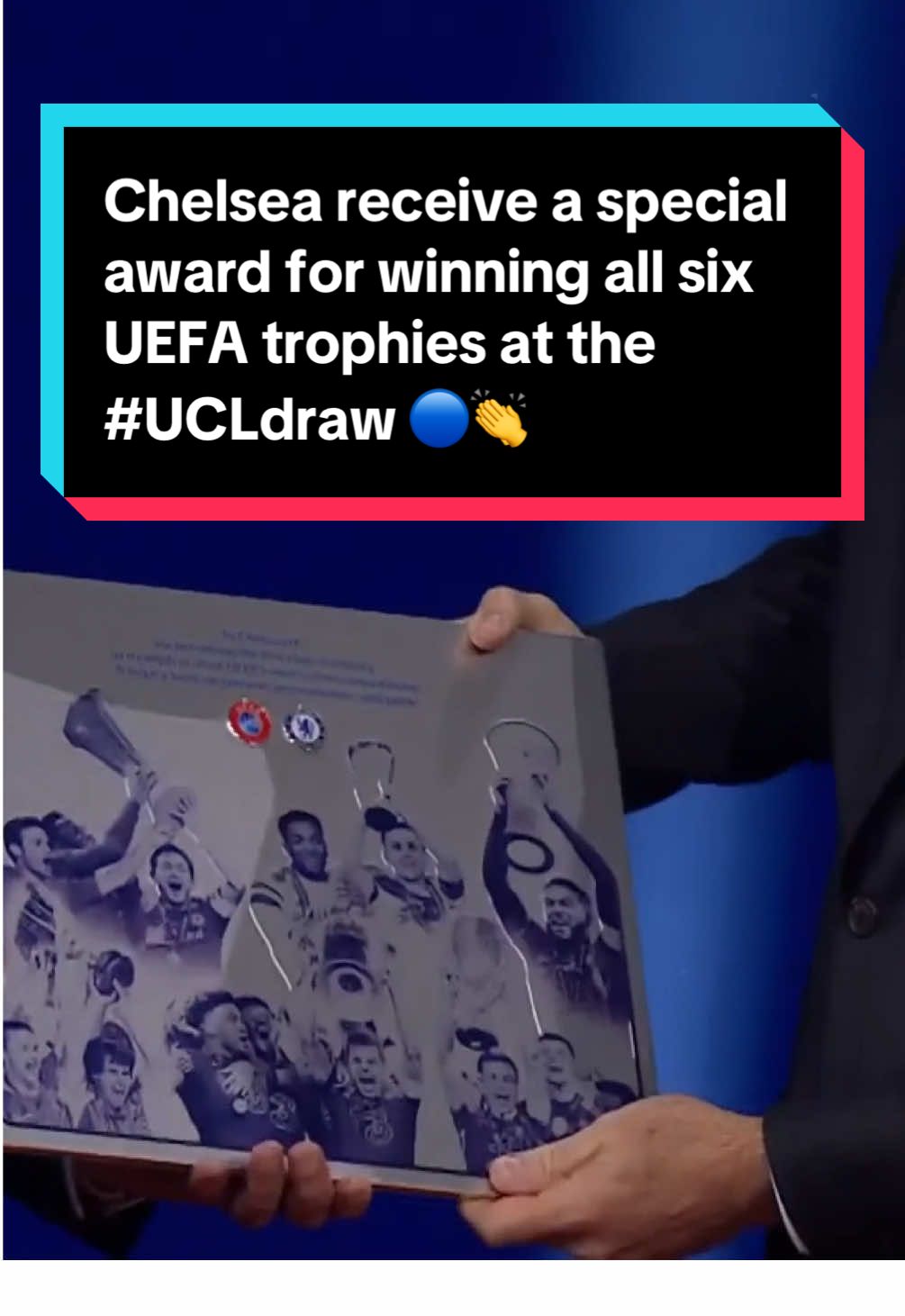 Chelsea receive a special award for winning all six UEFA trophies at the #UCLdraw 🔵👏 #chelsea #chelseafc #cfc 