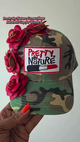 PRETTY BY NATURE! NEW CAPS. If this is your vibe grab ot today! We dont do basic we stand out always... Click the shopping cart in the video and do all the things like, comment, share, repost and follow for more! #statementpiece #customhats #customcaps #camouflage #baseballcap 