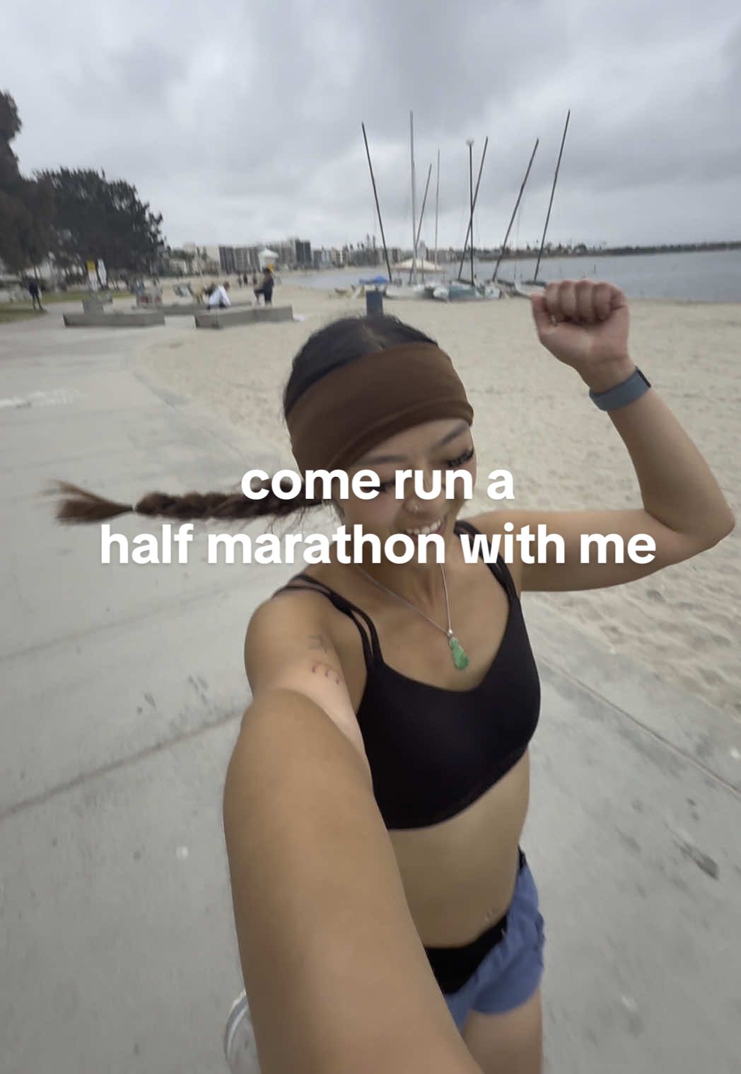 one of my goals for 2025 was to run a half in San Diego before I move and I’m so happy I made it happen!! 🥹 big thank u to @Sam Nguyen for joining me bc it’s not often where you’ll find a friend who’s down to wake up at 5am on a Saturday to run 13.1 miles - wearing @lululemon and @HOKA, using @Strava - #fyp #Running #runner #halfmarathon #freewill running in San Diego, pacific beach, crown point, 5am club, miles for breakfast 
