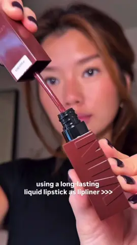 Using liquid lipstick as lip liner ✨ #beautytips #makeuphacks 