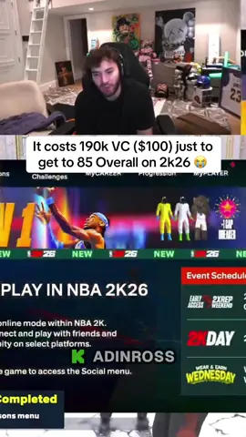bro it’s slightly more expensive this year on 2k26 😭 #adinross #adinrossclips #nba2k26 