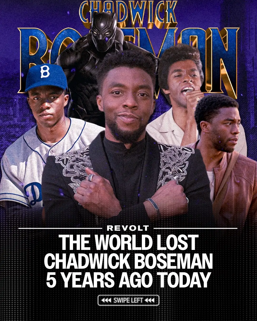 His legacy will never be erased 🖤 5 years ago today, our beloved Chadwick Boseman passed away after a 4-year battle with lung cancer. #chadwickboseman #blackpanther #wakandaforever