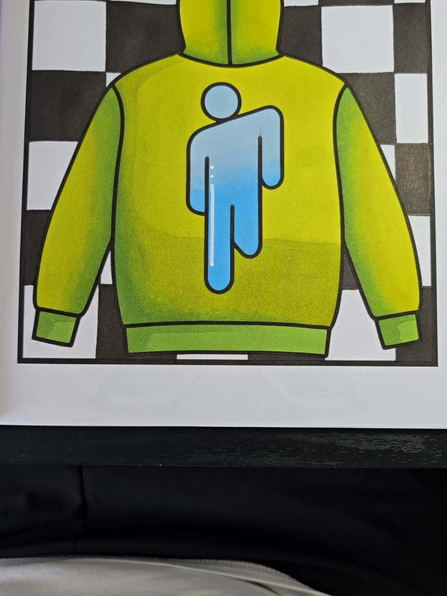 Blohsh Hoodie Anyone? 🦋💙 Color The World of Billie Eilish Bold & Easy Coloring Book ✨️  #billieeilish #blohsh #fyp #coloring #coloringbook 