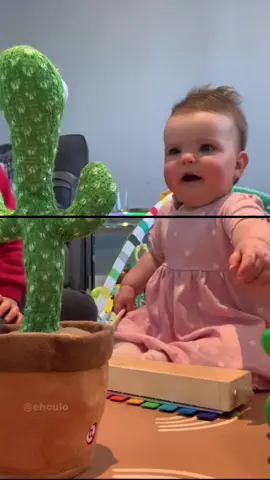 🤣🤣🤣 funny baby reaction to cactus toy #cactustoy #dancingcactus #babyreacts #MomsofTikTok #viral 