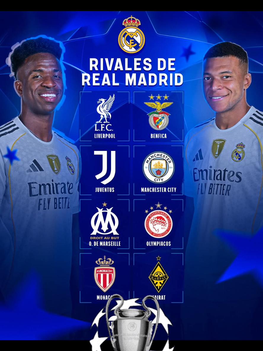 ¡¡OFICIAL: LOS 8 RIVALES DEL REAL MADRID EN LA CHAMPIONS LEAGUE!! ⚪️🏆🤯 🏴󠁧󠁢󠁥󠁮󠁧󠁿 Manchester City.  🏴󠁧󠁢󠁥󠁮󠁧󠁿 Liverpool.  🇮🇹 Juventus.  🇵🇹 Benfica.  🇫🇷 Olympique Marsella.  🇫🇷 Olympiacos.  🇫🇷 AS Mónaco.  🇰🇿 Kairat Almaty.  ¡¡SIMPLEMENTE ES IMPOSIBLE NO EMOCIONARSE!!🤩