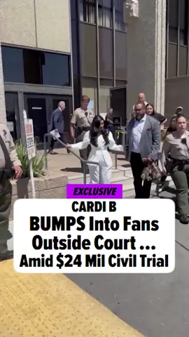 #EXCLUSIVE 👀 Cardi B delicately exits court, yesterday, holding her stomach & signing autographs. 🔗 Link in our bio for full story!