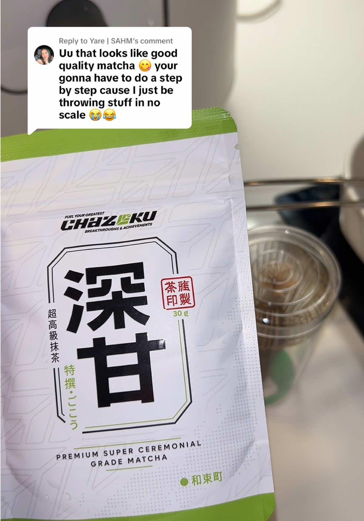 Replying to @Yare | SAHM my favorite matcha powder is back in stock 🍵 that matcha shortage had me a little worried but now I’ve stocked up. Unfortunately, the matcha chasen has sold out again. #matchapowder #matcha #matcharecipe #matchalatte #ceremonialmatchapowder  @Chazoku 🍵🤏🏽