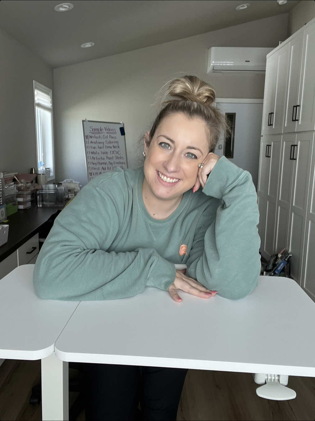 The one thing I didn’t think of when designing my desk was a designated area for standing. This is the perfect solution because I can bring it where I need then slide it out of the way! 