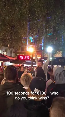 €100 if you last 100 seconds… would you make it? ⏱💶 #StreetChallenge #dublin #ireland #templebar #strongman 