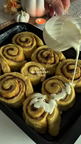 POV: your kitchen smells like cinnamon 🤎  Recipe is online ——> the next video , check out 🍂🥹  #autumnbaking #fallbaking #pumpkinseason #cinnamonroll #fyp 