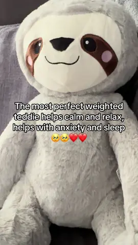The most perfect weighted teddie helps calm and relax, helps with anxiety and sleep Oscar loves him ❤️❤️#autismjourney #nonverbal #sensory #christmaspresent #toys 