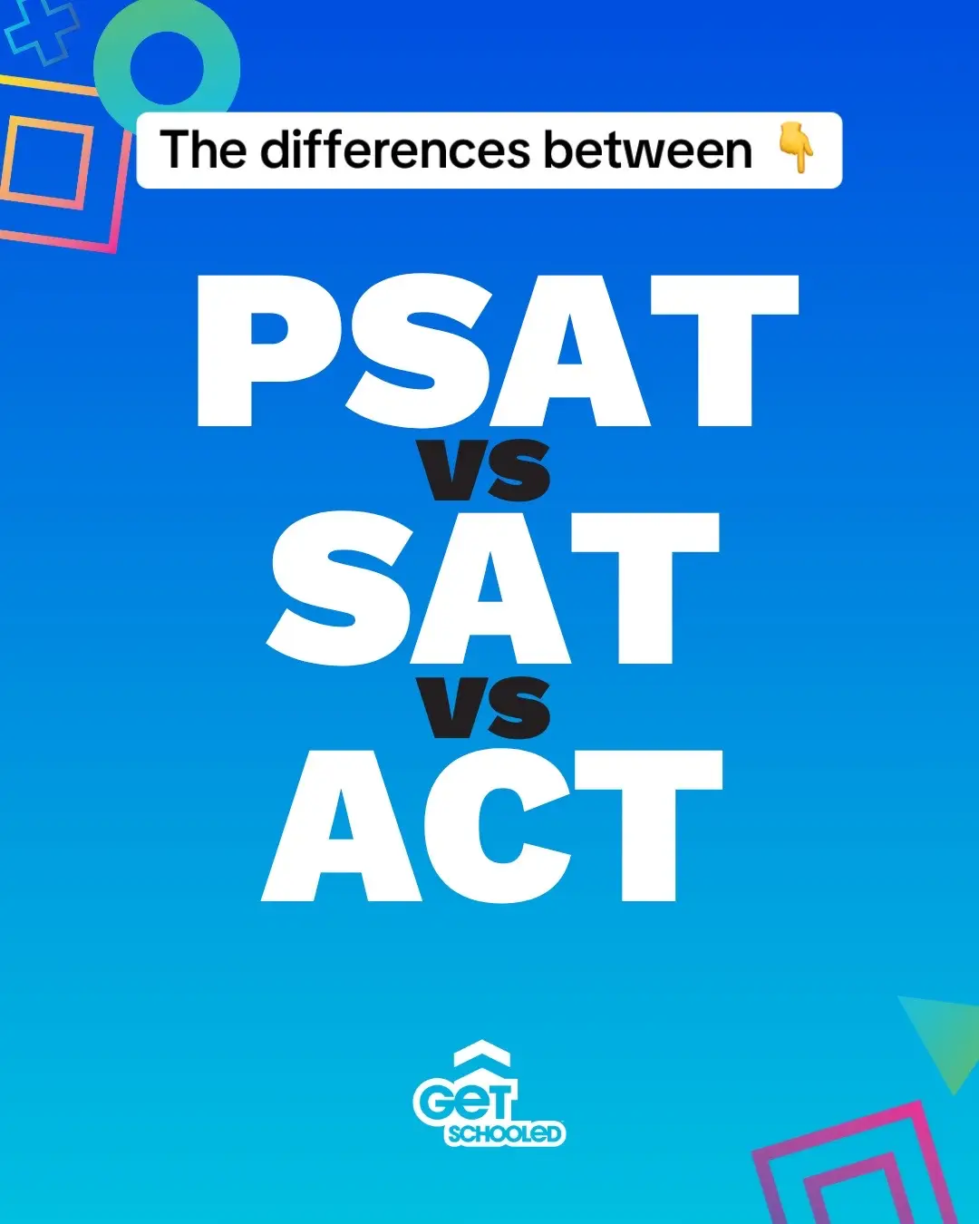 Do you know the difference between the PSAT, SAT, and ACT? If you don't, swipe through the carousel above to read the differences 👀  The PSAT is a practice test for the SAT and will test you on your reading, writing, and math skills.  The SAT, just like the PSAT, will test you on your reading, writing, and math skills, but this test is legit! The SAT is the standardized test that colleges will use to see if you're ready for their academic programs.  Similar to the SAT, the ACT is another standardized test that is also accepted by colleges to help determine college readiness. Where the ACT differs from the SAT and PSAT, though, is that it will cover English, math, reading, and an additional subject in science!  All three of these tests also offer an optional writing (essay) portion, and each test is scored differently. If you're already registered for the upcoming SAT or ACT and need some resources to study, head to the link in our bio for some!!  #college #testing #student #highschool #classof2026 #university