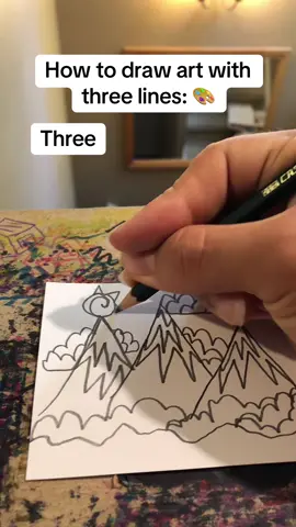 How to draw art with three lines 🎨 Drawing AMSR with a pencil on paper ✍️