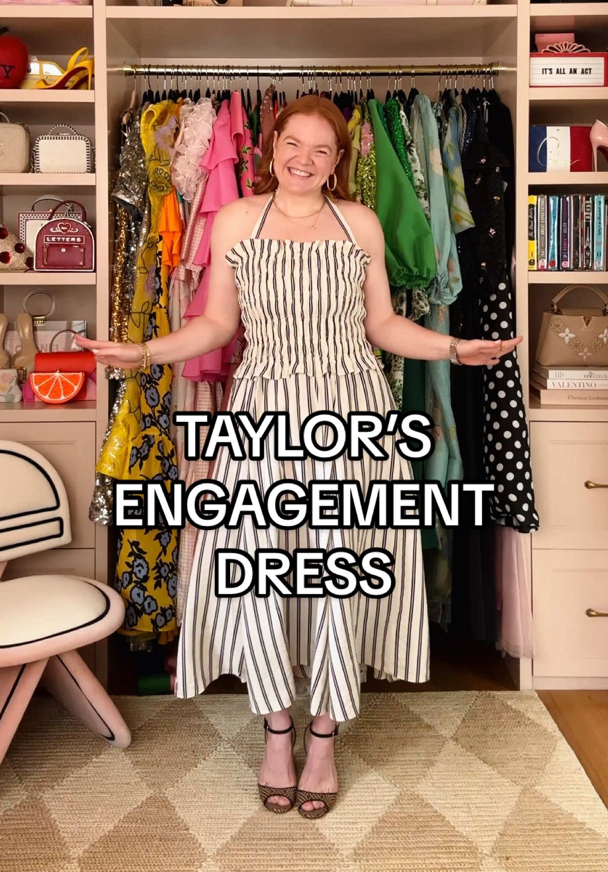it’s a love story, baby just say *dress* 👗 #taylorswift #traviskelce #engagement #ralphlauren 