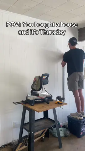 POV: You bought a house and it’s Thursday  Garage is coming along!  Like and follow for more DIY/House Content  • • • #content #DIY #contentcreator #dadsoftiktok #firsttimehomebuyer 