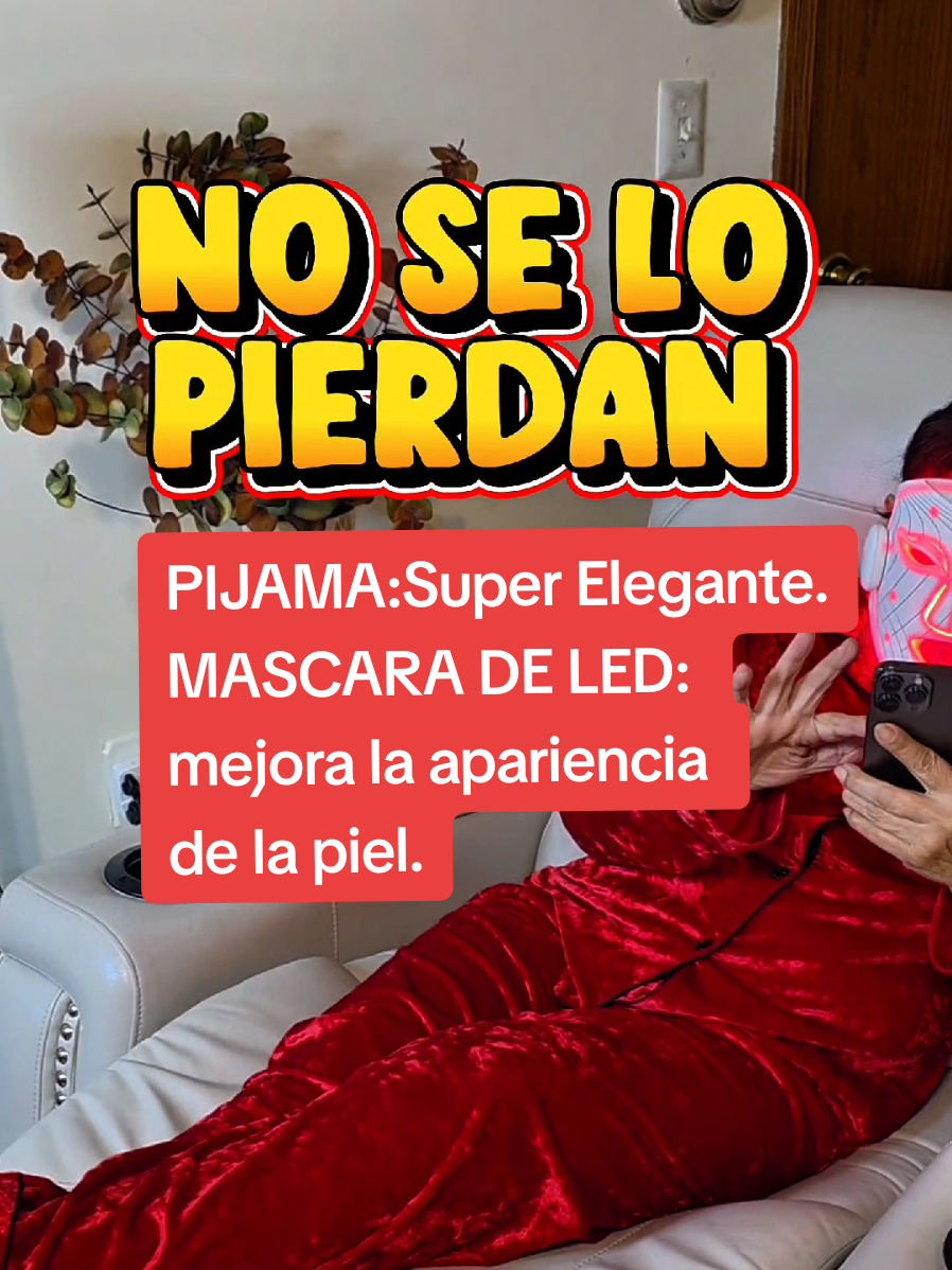 ✨ Pijama de terciopelo + máscara LED = comodidad y cuidado de la piel en uno 💖🔥 ¡Aprovecha el súper descuento y agrégalo al carrito ya! 🛒✨ #Pijama #skincare  #Mascarilla #cuidadodelapiel  #TikTokMadeMeBuyIt 