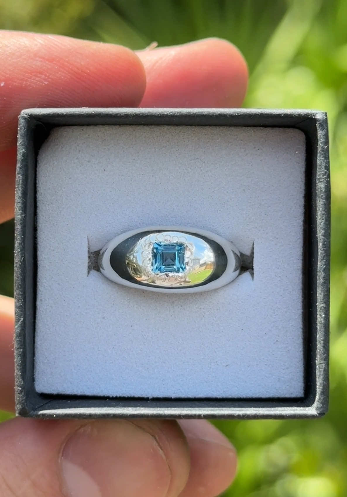 Sterling silver ring with aquamarine stone✨  #fyp #jewelrymaking #silverjewelry 
