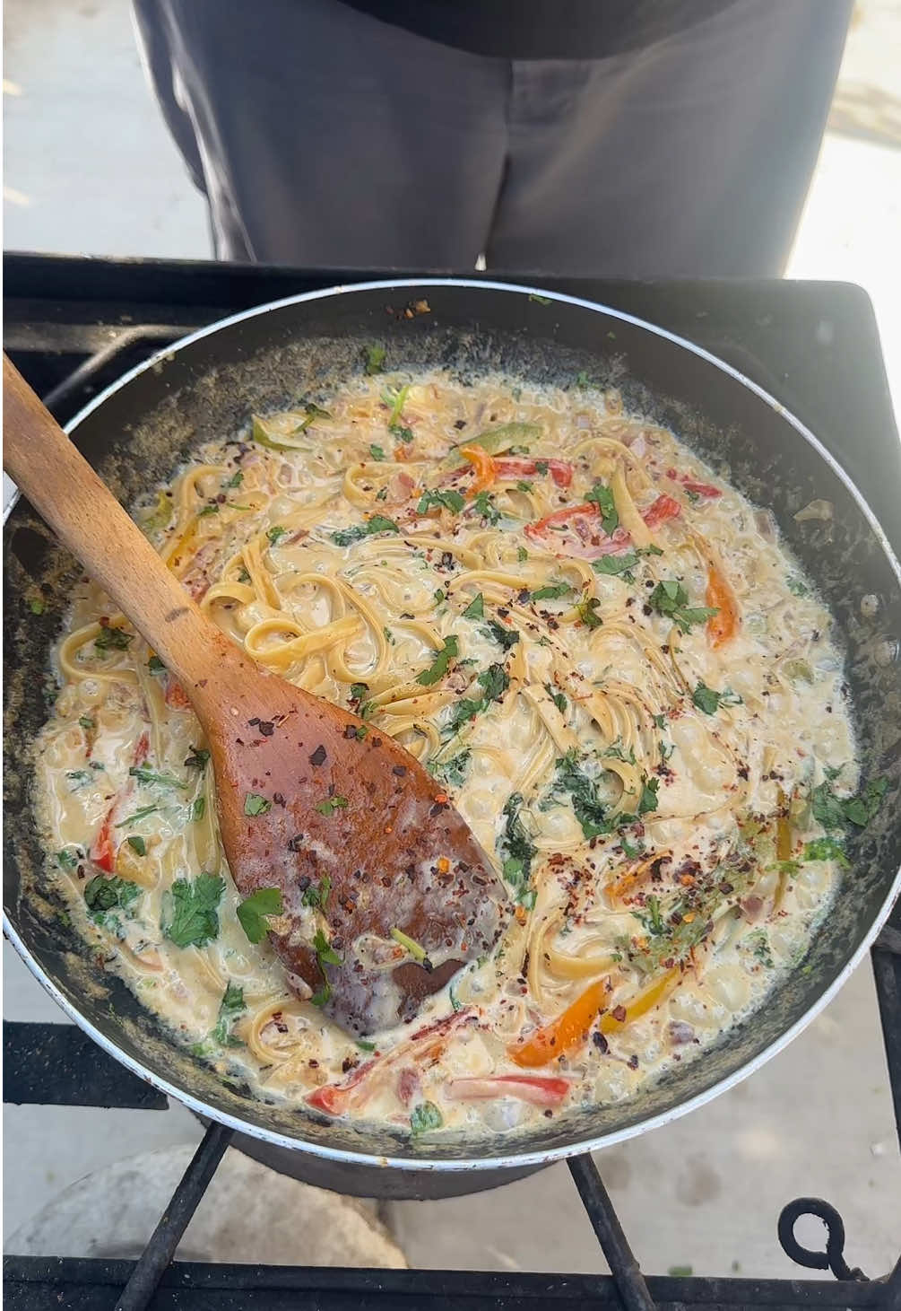 Creamy Bell Pepper Fettuccine!       #fyp #foryou #viral #pasta #creamy 